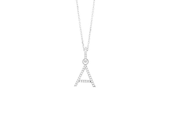 0.09 ct. Diamond "A" Initial Pendant Necklace