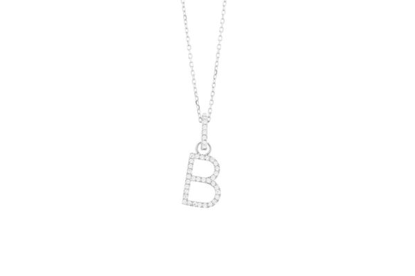 0.11 ct. Diamond "B" Initial Pendant Necklace