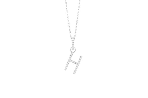 0.09 ct. Diamond "H" Initial Pendant Necklace