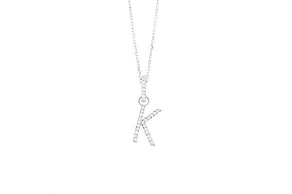 0.09 ct. Diamond "K" Initial Pendant Necklace