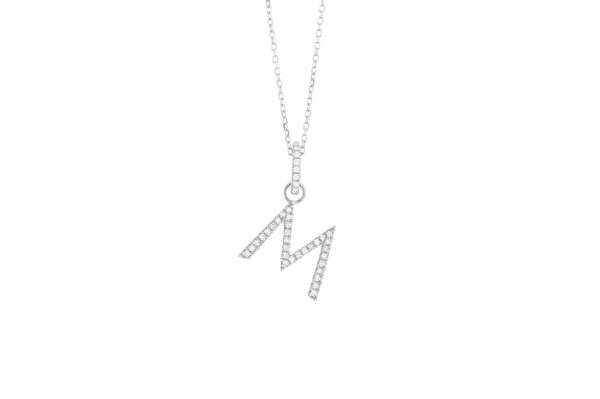 0.11 ct. Diamond "M" Initial Pendant Necklace