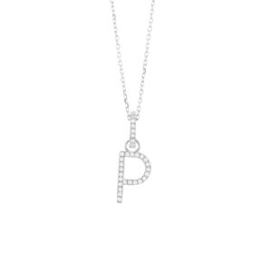0.08 ct. Diamond "P" Initial Pendant Necklace