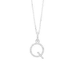 0.11 ct. Diamond "Q" Initial Pendant Necklace