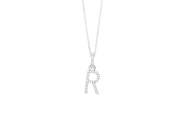 0.09 ct. Diamond "R" Initial Pendant Necklace