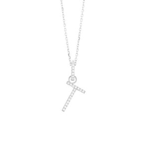 0.07 ct. Diamond "T" Initial Pendant Necklace