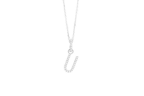 0.08 ct. Diamond "U" Initial Pendant Necklace