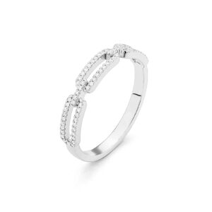 0.16 ct. Chain-link Diamond Ring in 18K White Gold