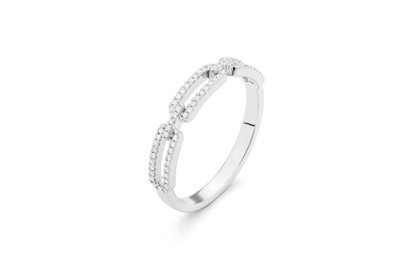 0.16 ct. Chain-link Diamond Ring in 18K White Gold