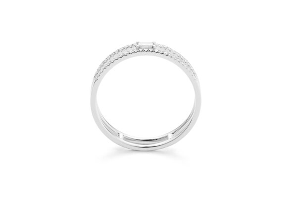 0.20 ct. Horizontal Buguette Double Row Diamond Ring in 18K White Gold