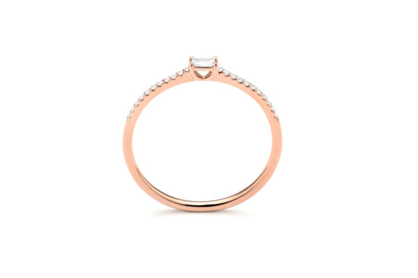 0.10 ct. Baguette Cut Horizontal Diamond Ring in 14K Rose Gold