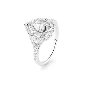 0.65 ct. Pear-Shaped Diamond Double Frame Engagement Ring in 14K White Gold