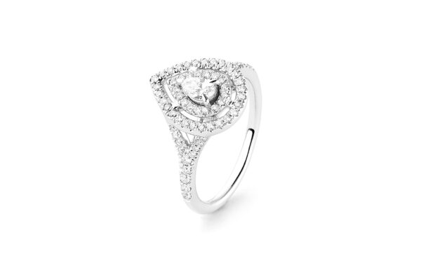0.65 ct. Pear-Shaped Diamond Double Frame Engagement Ring in 14K White Gold