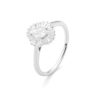 0.71 ct. Engagement Ring with Oval Cut Diamond Surrounded by Baguette Diamonds