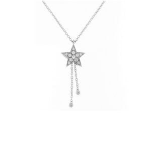 Star Diamond Pendant Necklace in 18K White Gold