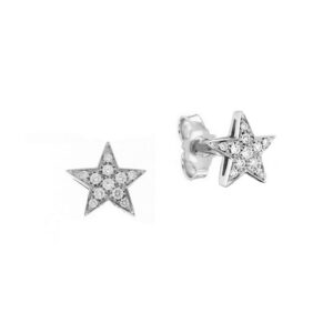 Star Stud Diamond Earrings in 18K White Gold