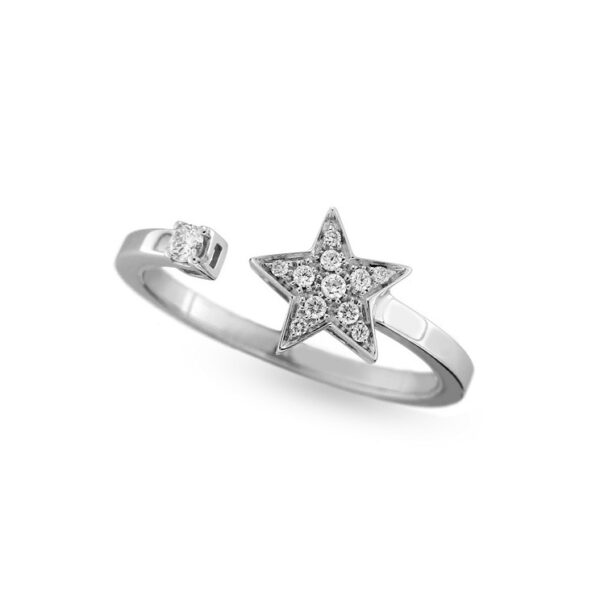 Star Diamond Ring in 18K White Gold