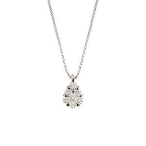 0.27 Carat Diamond Pave Pendant Necklace in 18K White Gold