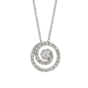 1.07 Carat Wave Diamond Pendant Necklace in 18K White Gold