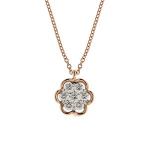 0.90 Carat Flower Diamond Pendant Necklace in 18K Yellow Gold