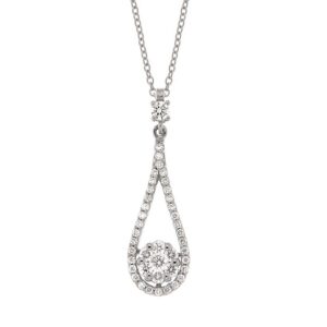 0.49 Carat Diamond Drop Pendant necklace in 18K White Gold