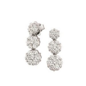 Diamond Three Flower Pave Cascade Earrings